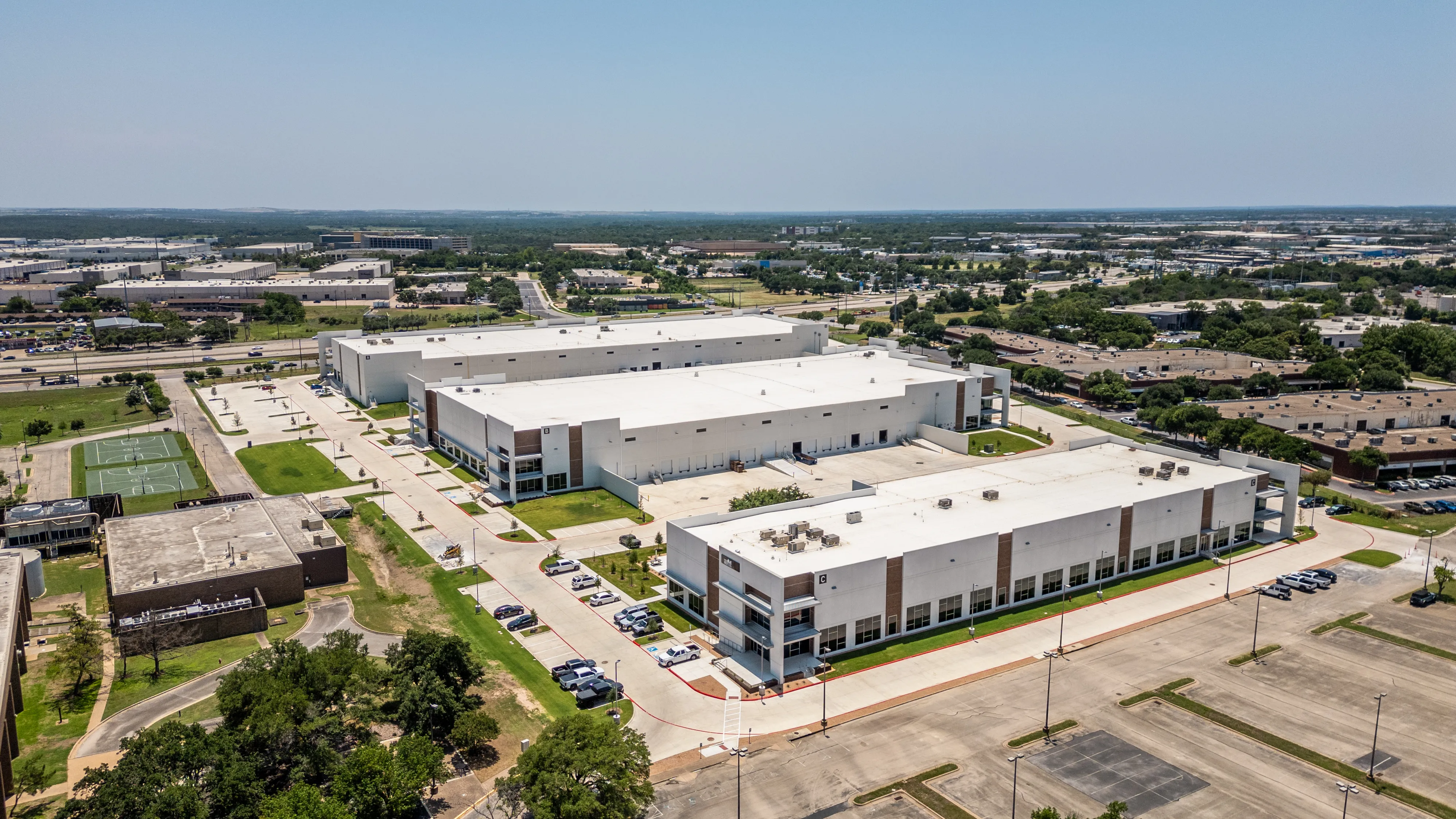 Aerial view of a large industrial facility