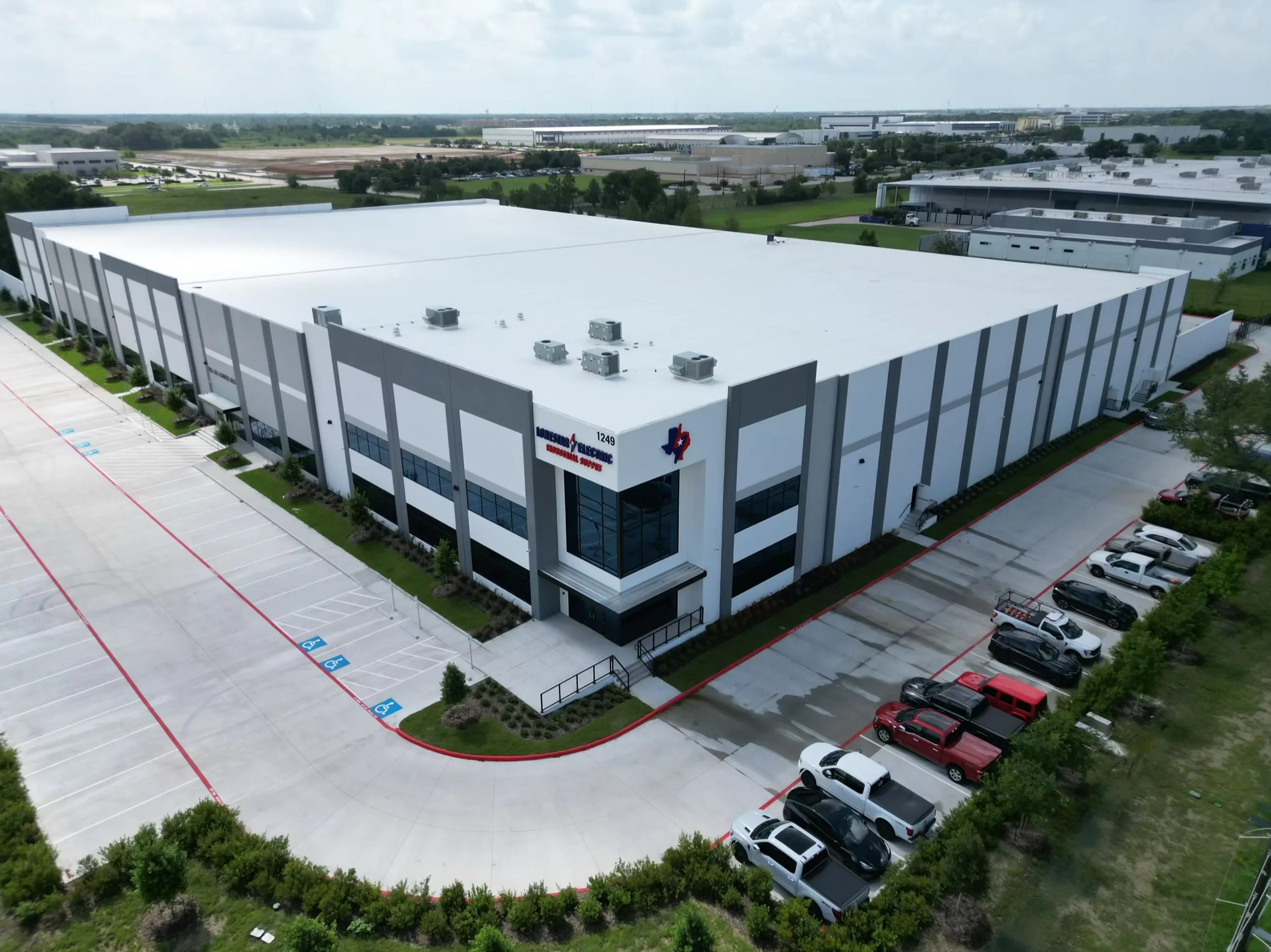 Aerial view of the industrial building at Hooper Road