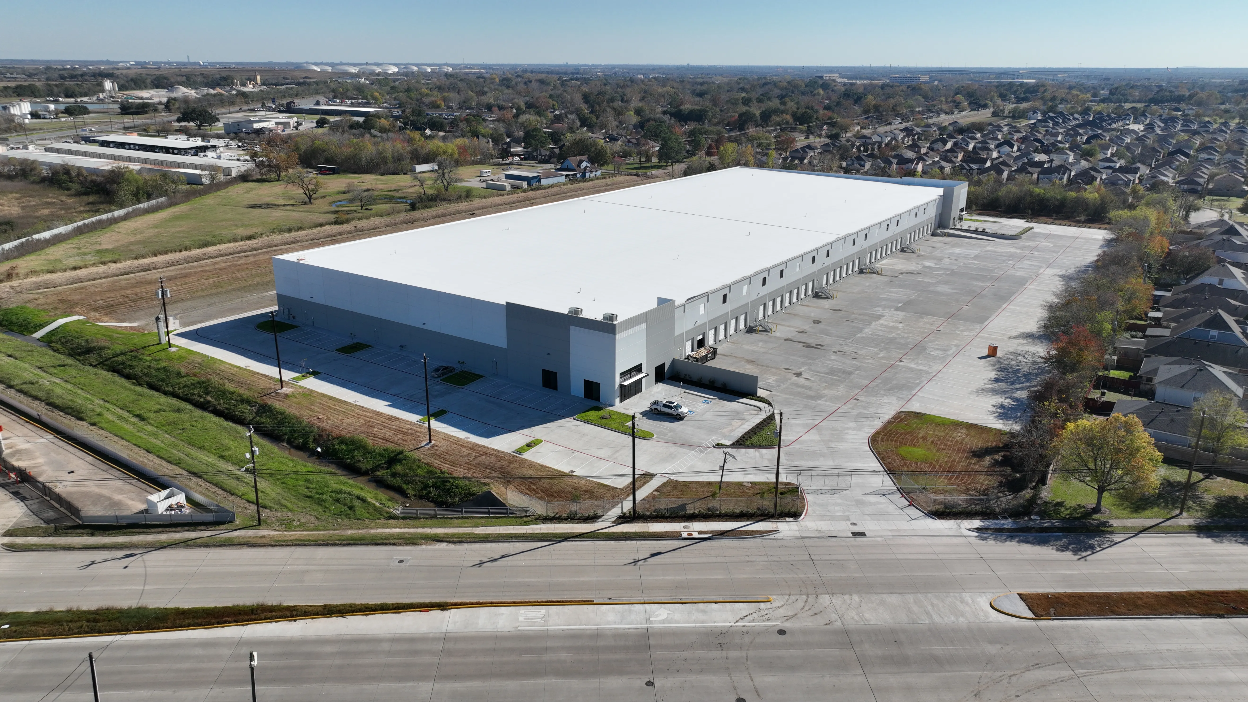 Aerial view of the industrial building at Southeast 45